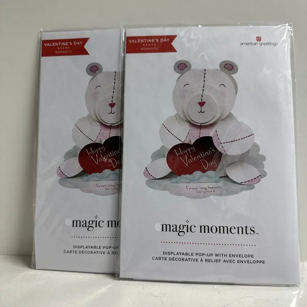 American Greetings Magic Moments Displayable Pop-Up Valentines Day Card Lot of 2